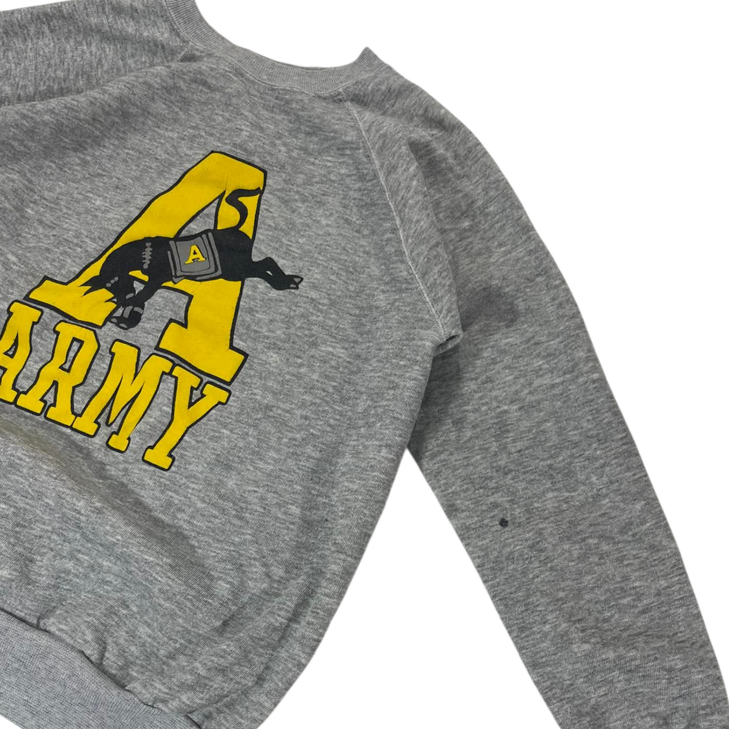 GREY & YELLOW VINTAGE 90s ARMY CREWNECK SWEATSHIRT (L)
