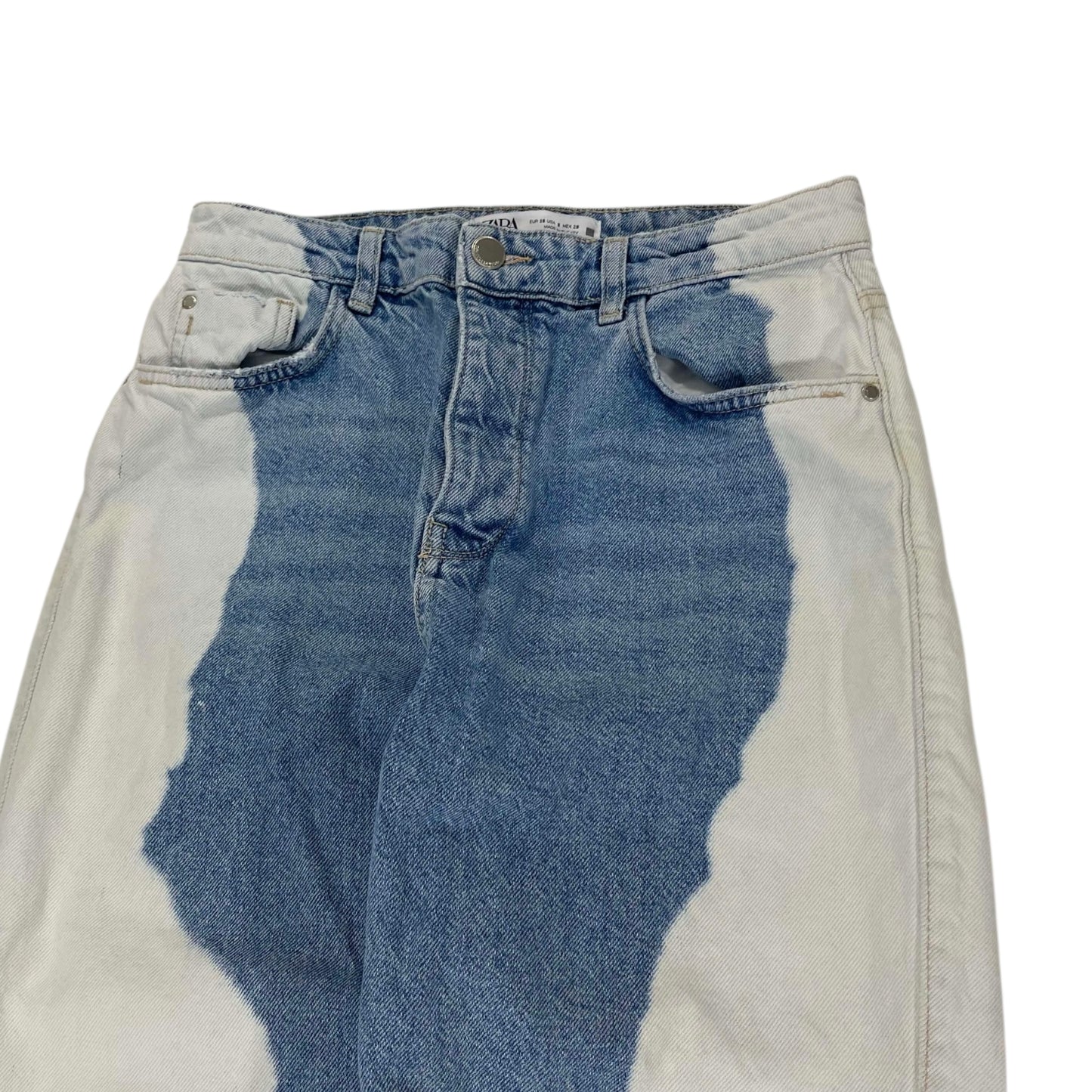 ZARA BLUE & WHITE TIE-DYE DENIM (UK 28)