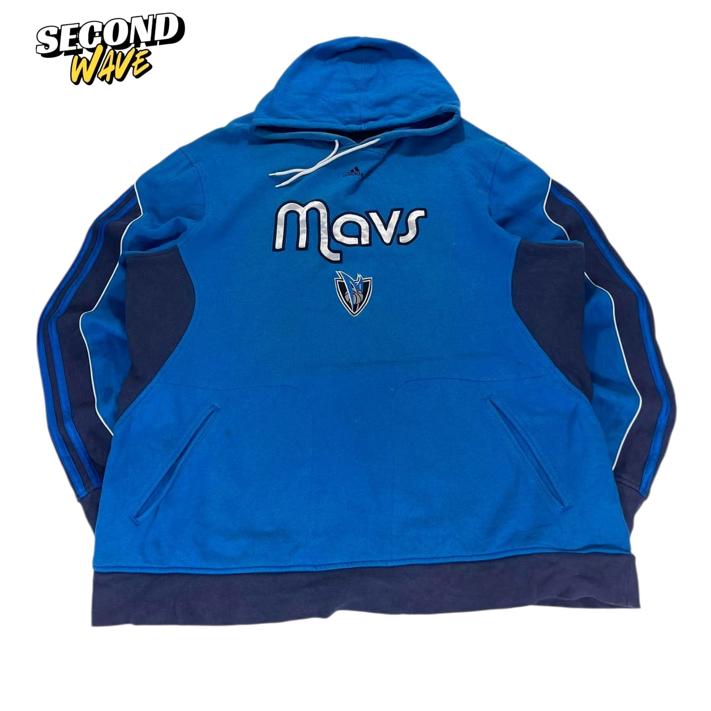 VINTAGE ADIDAS DALLAS MAVERICKS BLUE HOODIE (XL-XXL)