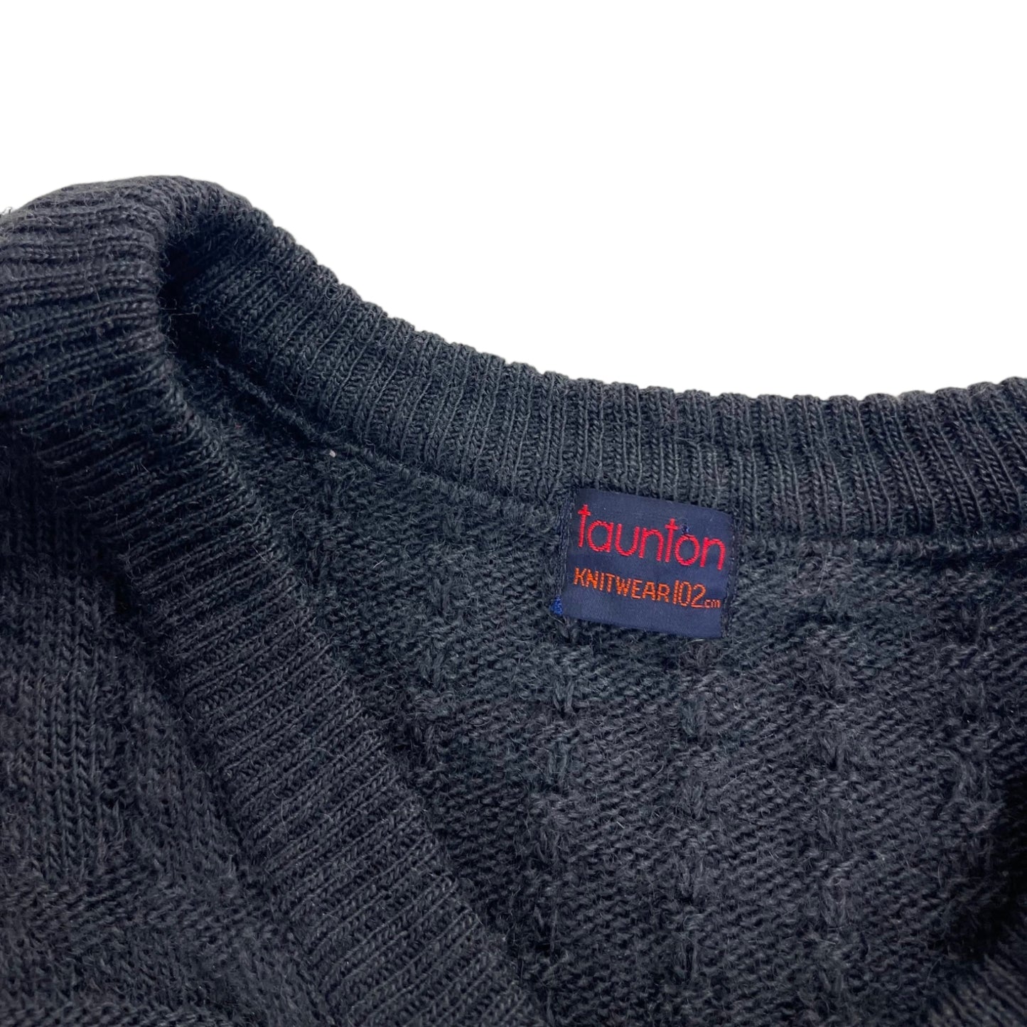 90S WOOL TAUNTON KNITWEAR BLACK CABLE SWEATER (M