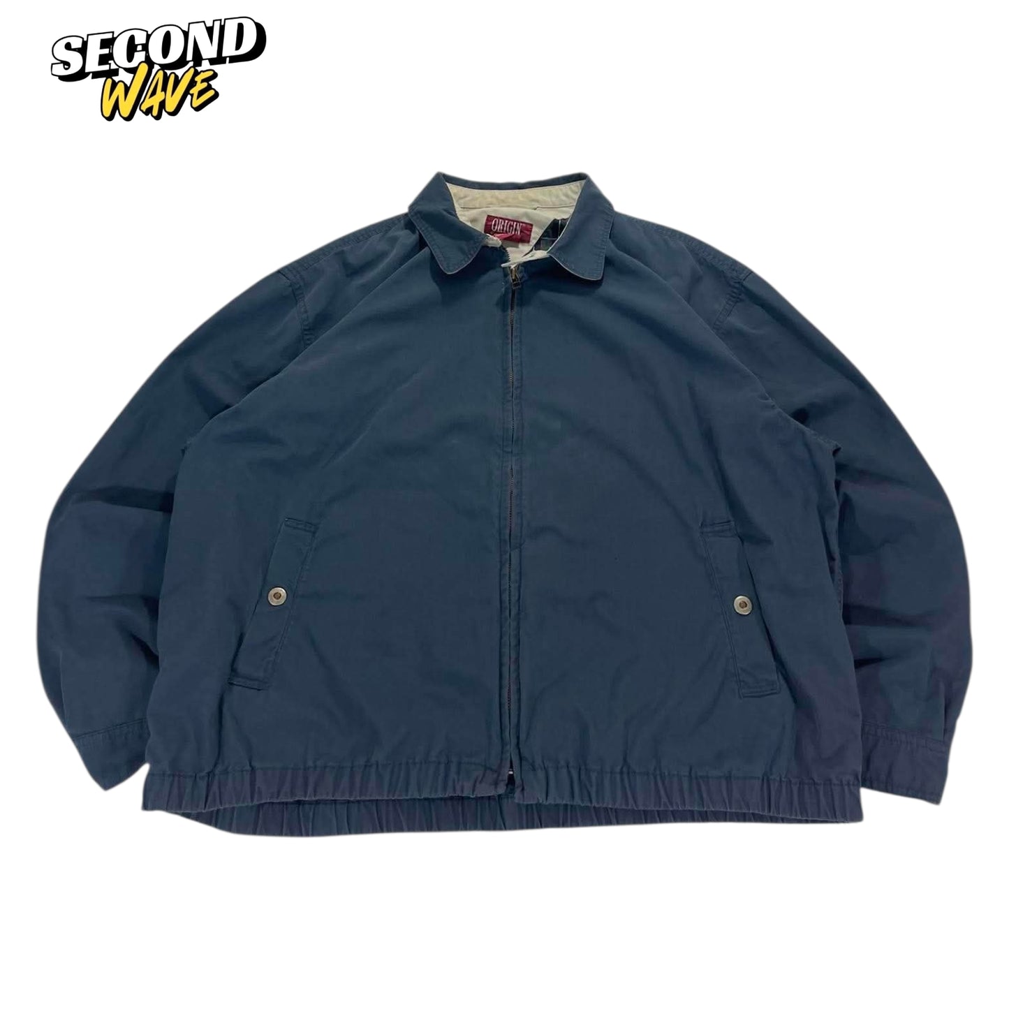 VINTAGE FADED ORIGIN CLASSIC BLUE HARRINGTON JACKET (M)