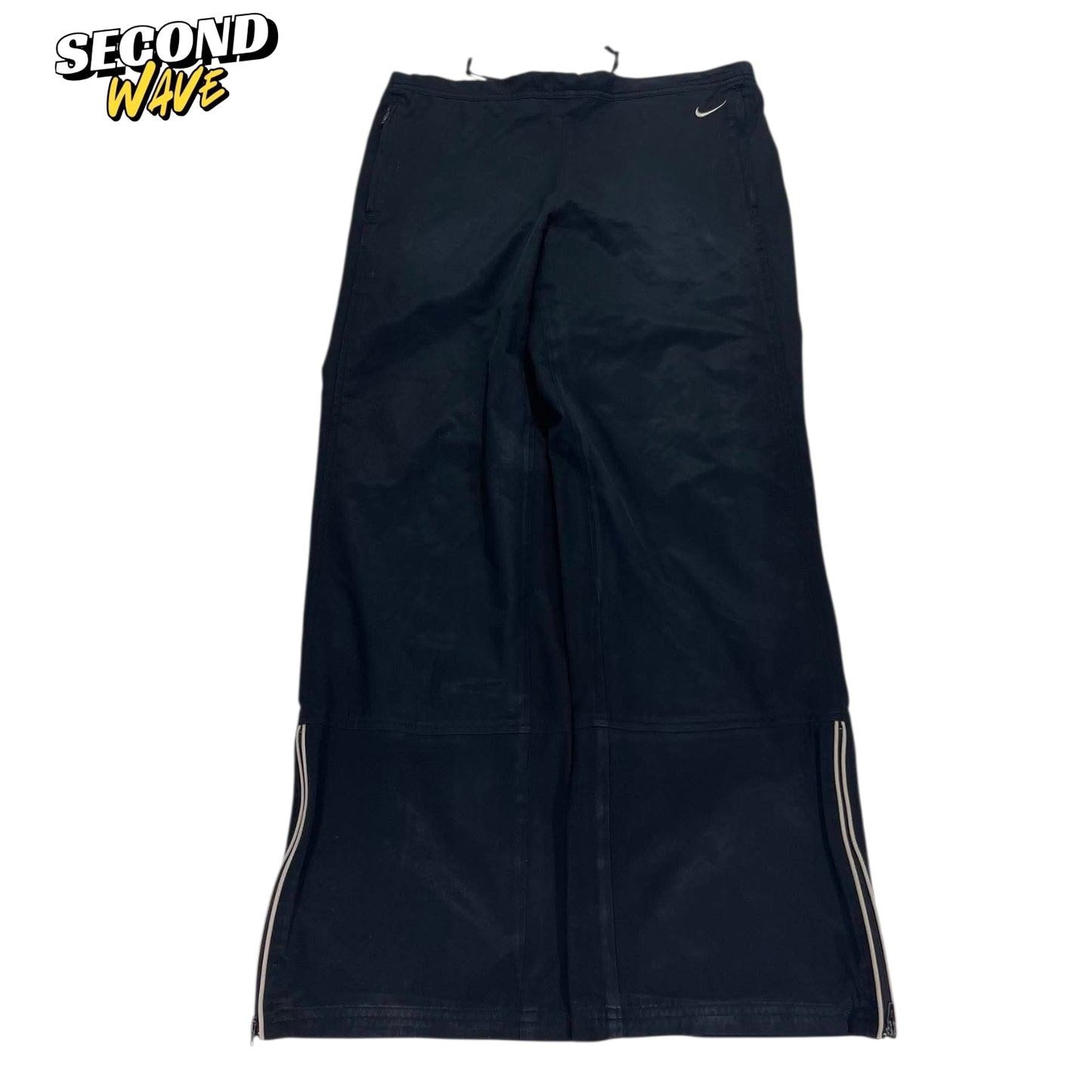 VINTAGE NIKE BLACK BAGGY TRACK PANTS (M)