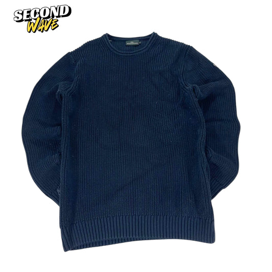 VINTAGE RODD & GUNN NAVY BLUE KNIT JUMPER (L)