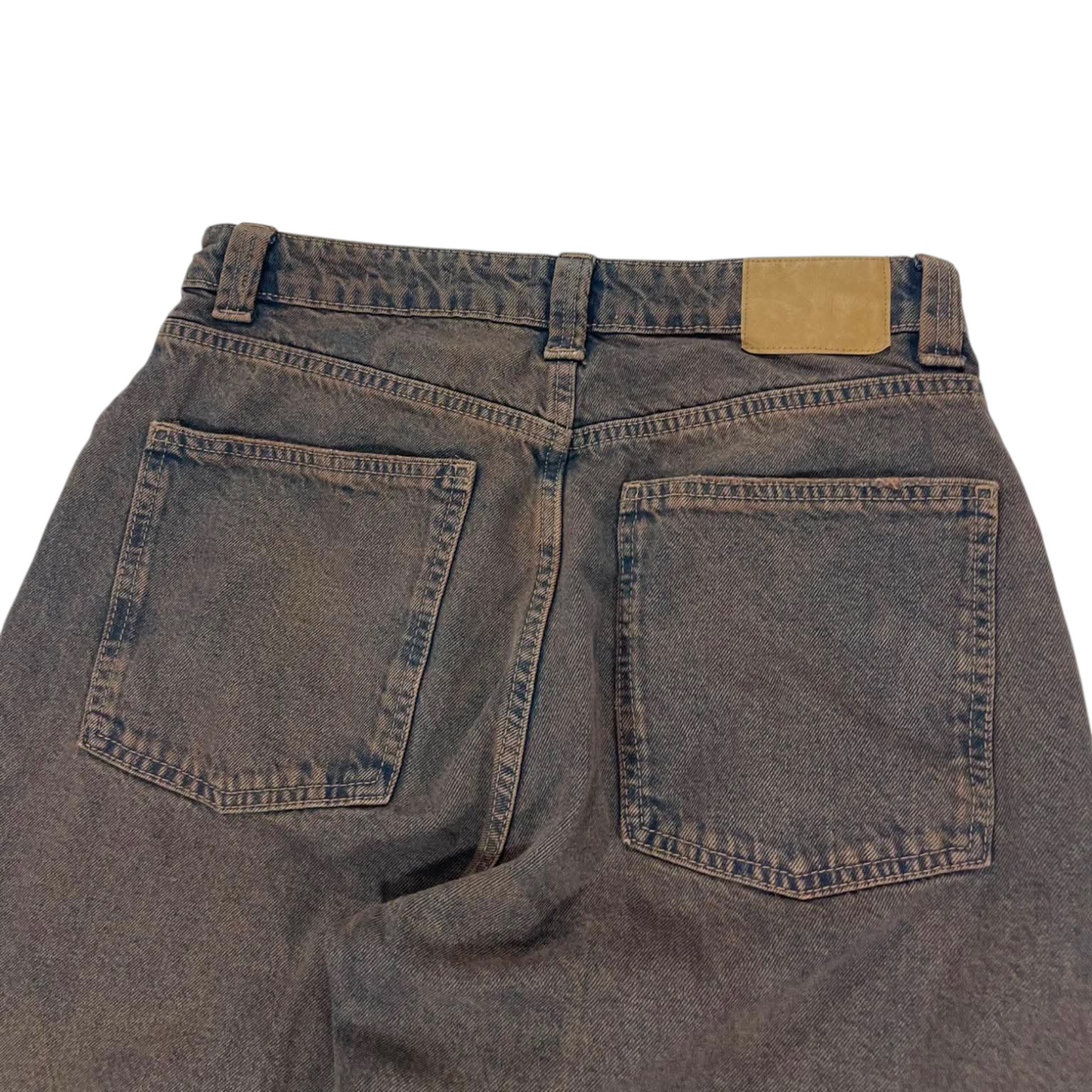 BAGGY WIDE LEG FADED DENIM JEANS (30)