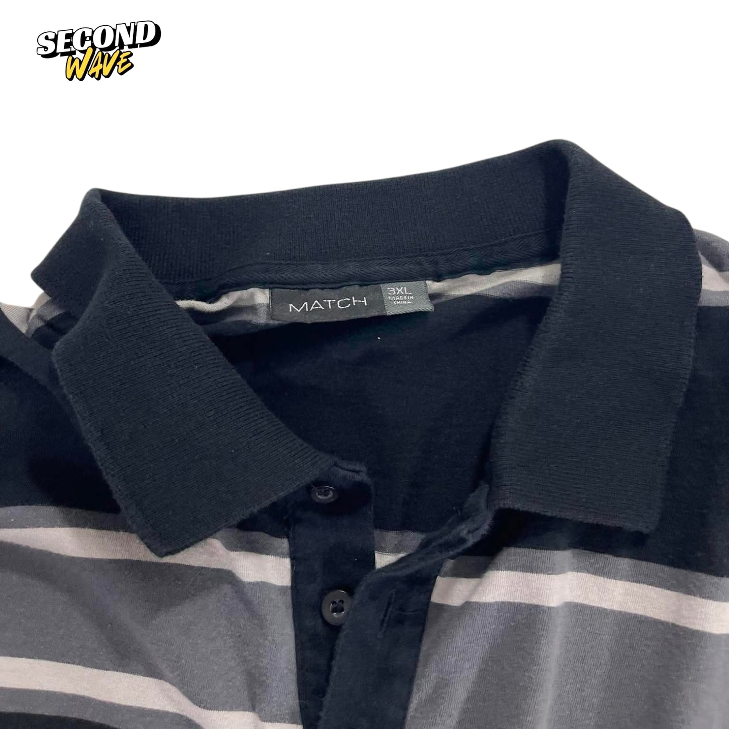 VINTAGE MATCH BLUE STRIPED POLO LONG SLEEVE (XL)