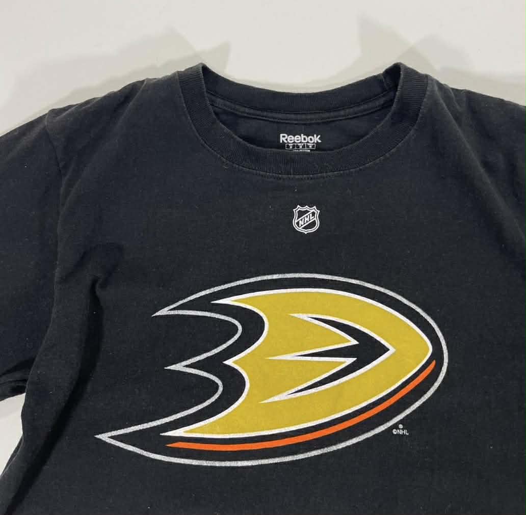 VINTAGE FOWLER REEBOK BLACK ANAHEIM DUCKS NHL HOCKEY TEE (M)