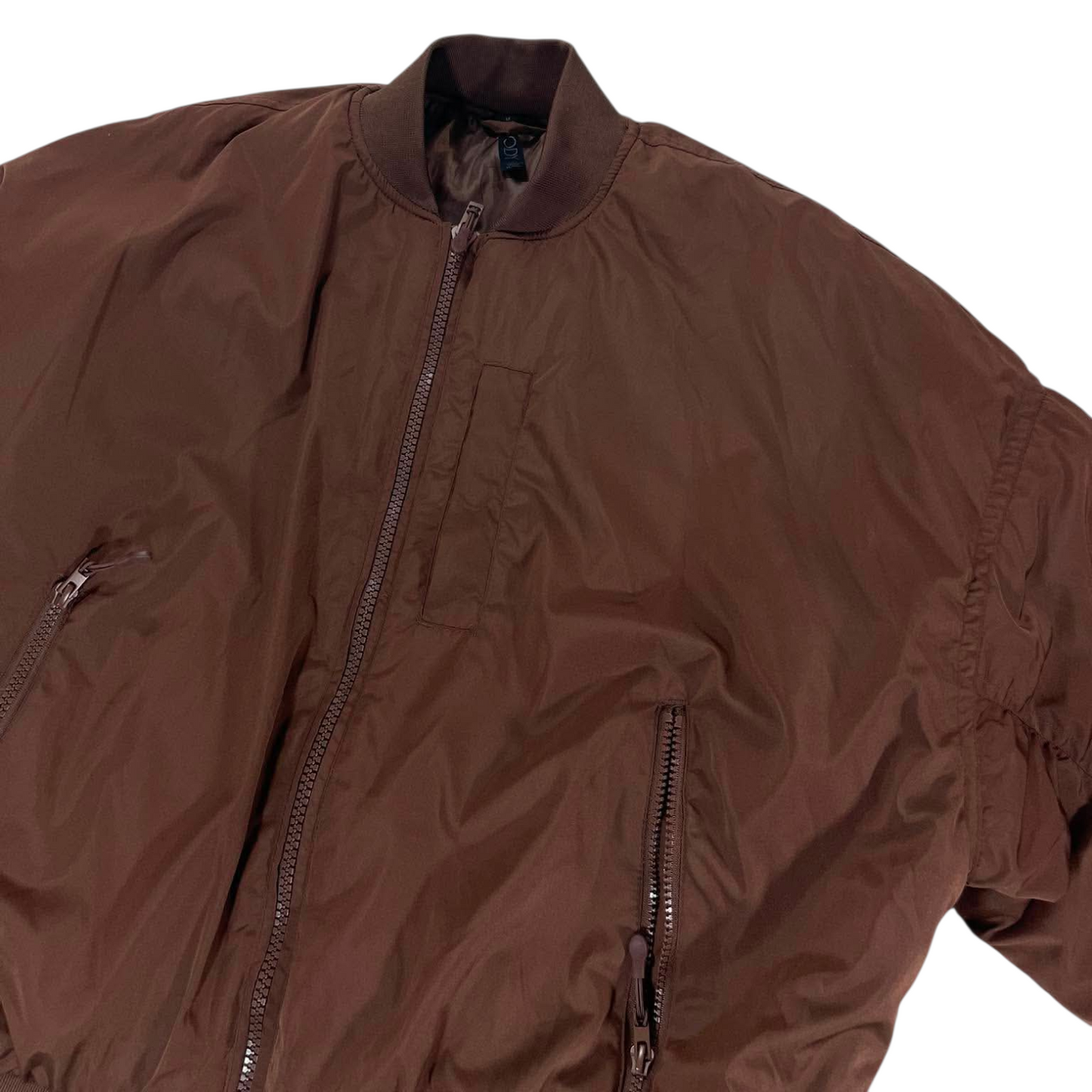 BODY BROWN BOMBER JACKET WITH ZIPPER POCKETS AND ELASTIC CUFFS (M)