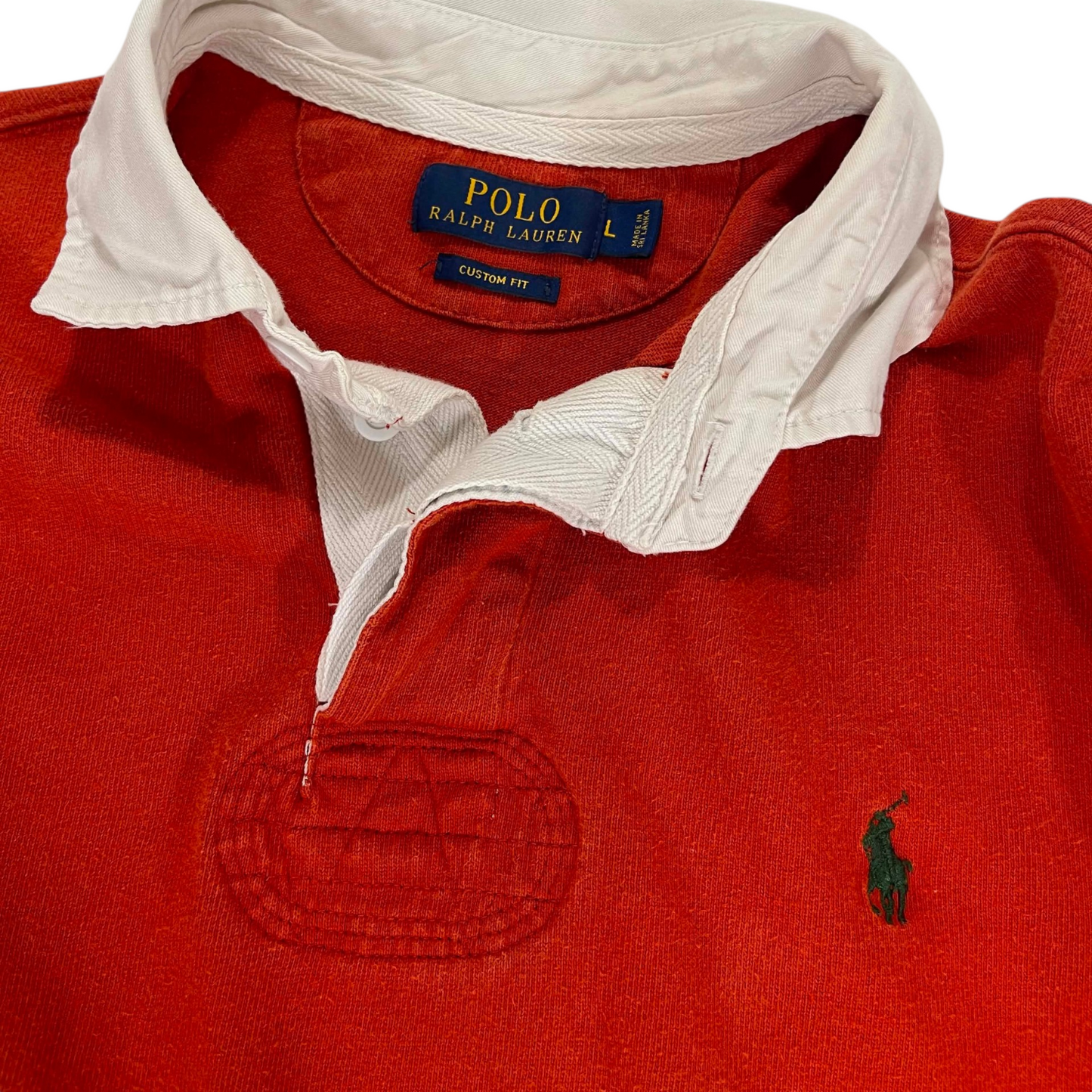 POLO RALPH LAUREN ORANGE RUGBY LONG SLEEVE POLO (L)