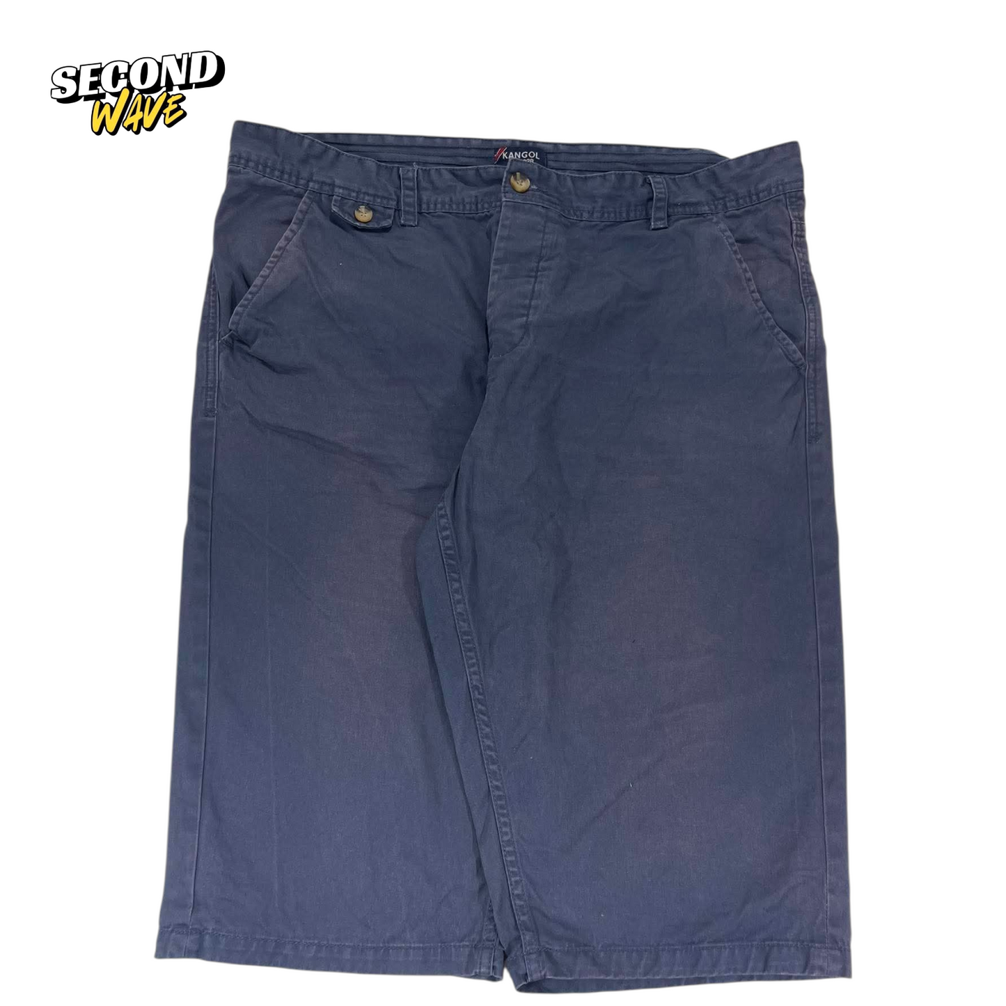 VINTAGE KANGOL NAVY BLUE SHORTS WITH A RELAXED FIT (40)