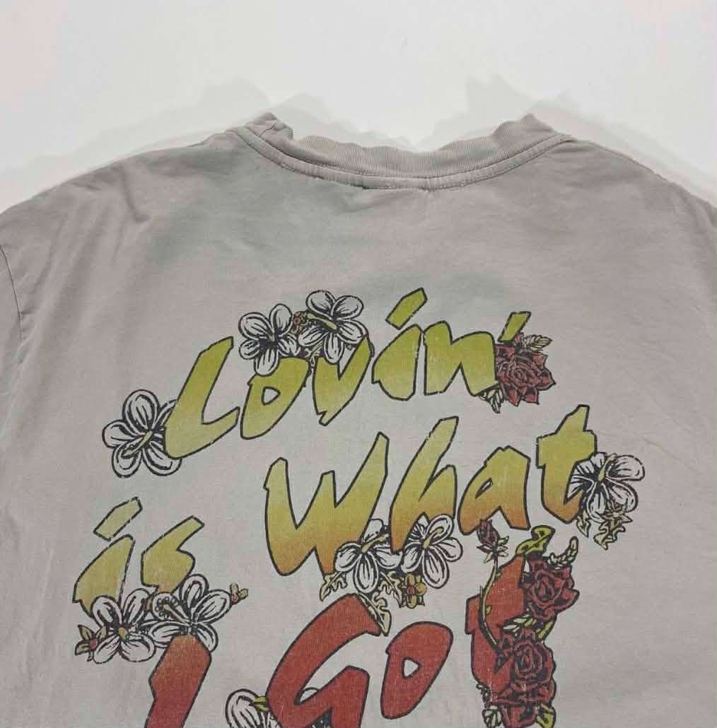 VINTAGE SUBLIME GREY TEE WITH RED FLAMES DESIGN (L)