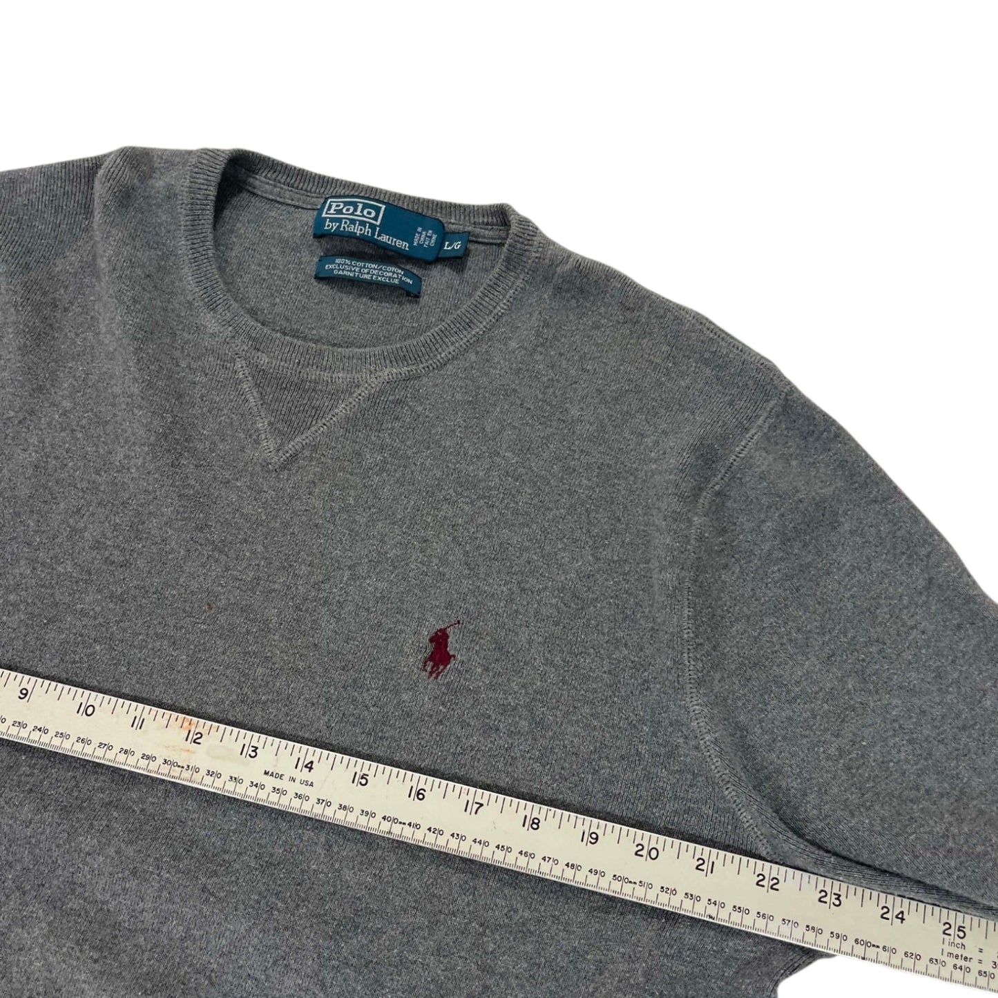 VINTAGE 100% COTTON POLO RALPH LAUREN GRAY CREWNECK (L)