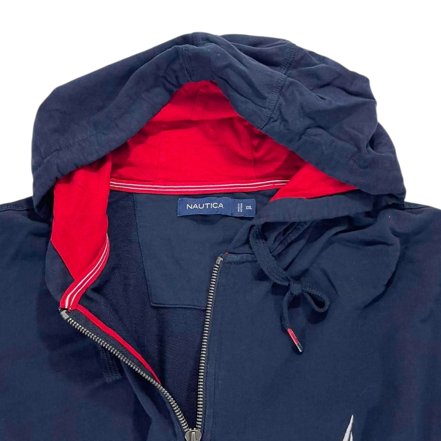 VINTAGE NAUTICA NAVY BLUE ZIP UP HOODIE (XXL)