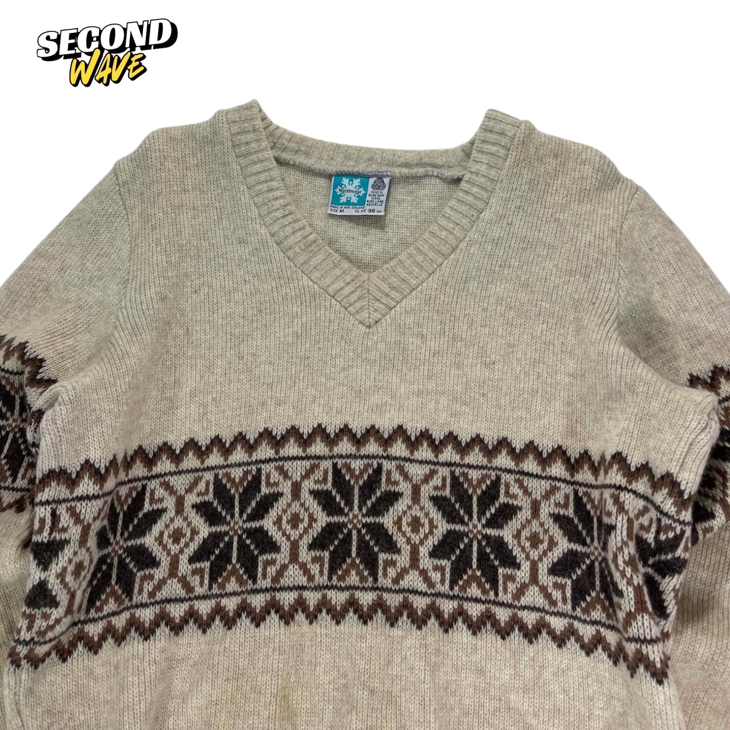 VINTAGE 90S 100% PURE WOOL NEW ZEALAND MADE SWEATER (M)