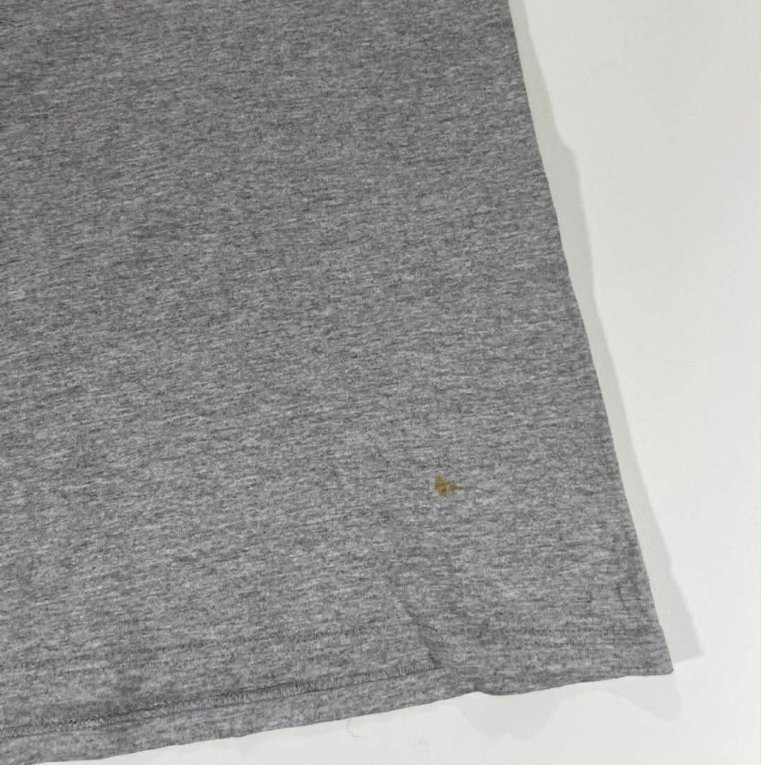 VINTAGE NIKE GREY COTTON T-SHIRT WITH BLUE SWOOSH (L)