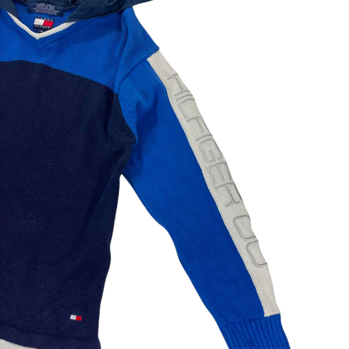 TOMMY HILFIGER BLUE & NAVY STRIPED HOODIE (S)