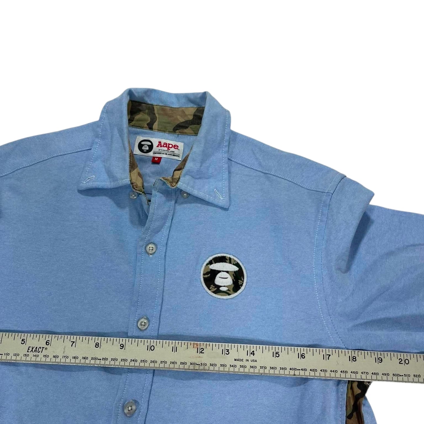 AAPE A BATHING APE BLUE BUTTON UP (M)