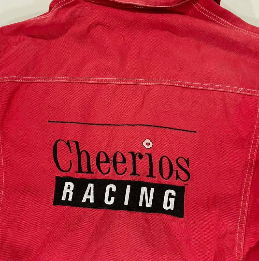 RED DENIM VINTAGE CHEERIOS RACING JACKET (M)