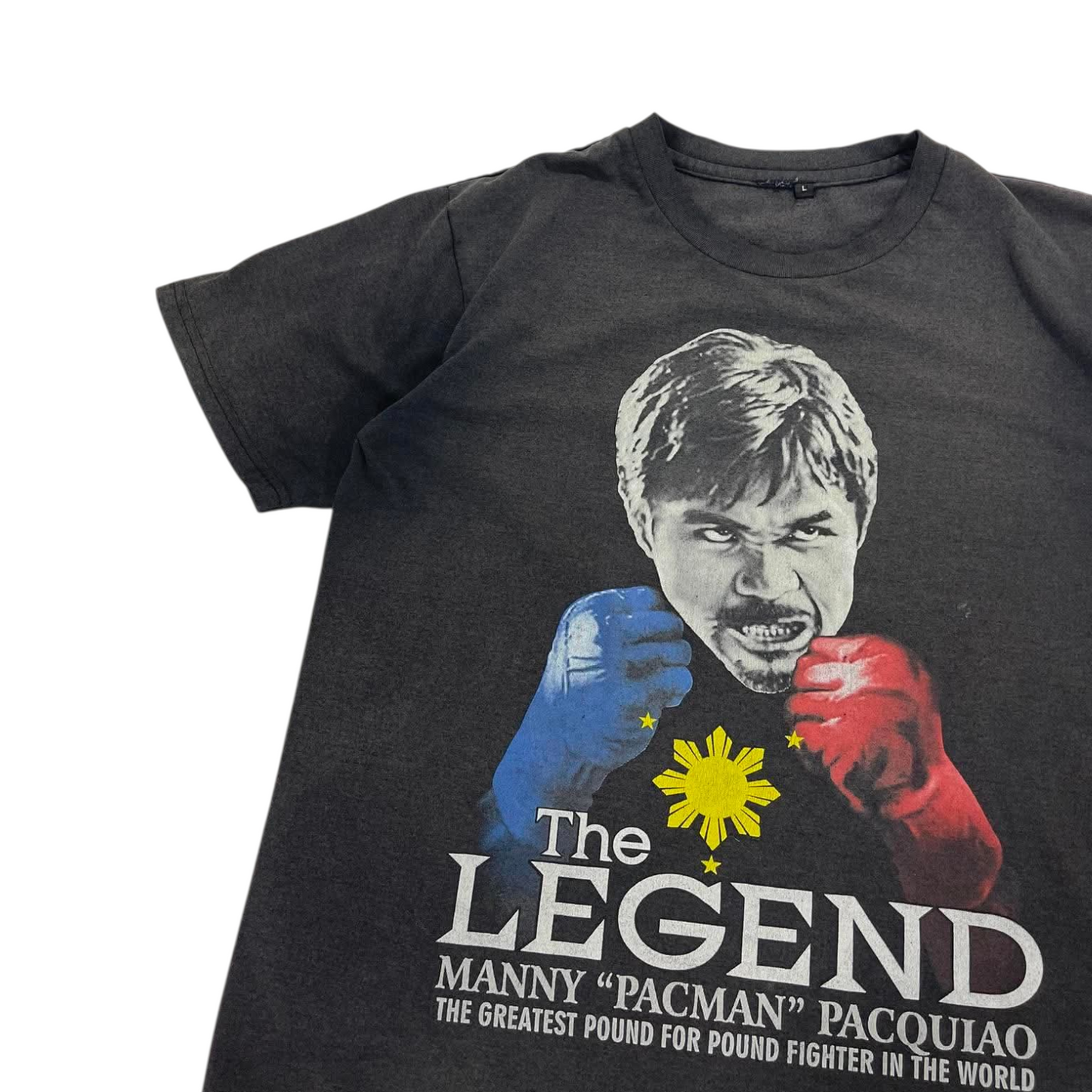 VINTAGE FADED MANNY PACQUIAO BLACK T-SHIRT (M-L)
