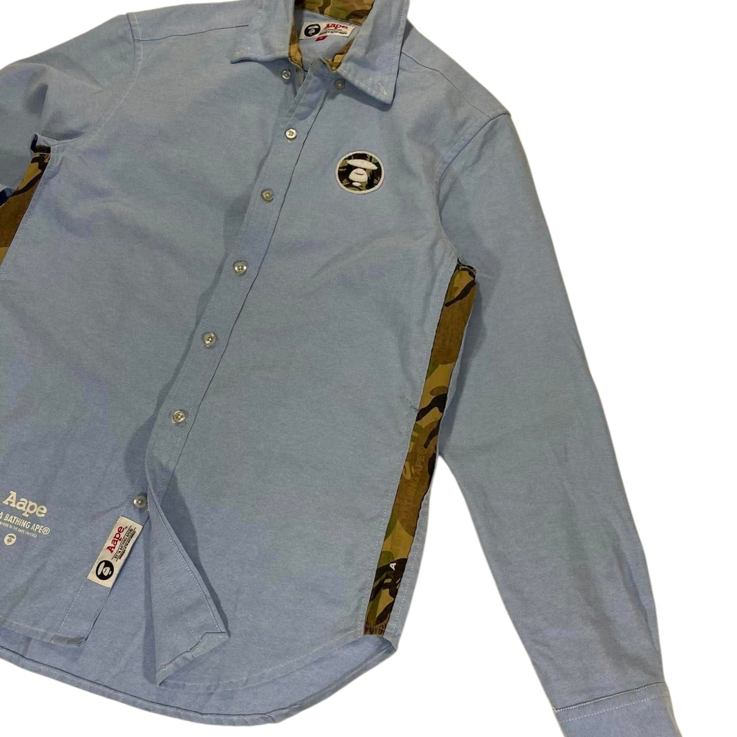 AAPE A BATHING APE BLUE BUTTON UP (M)