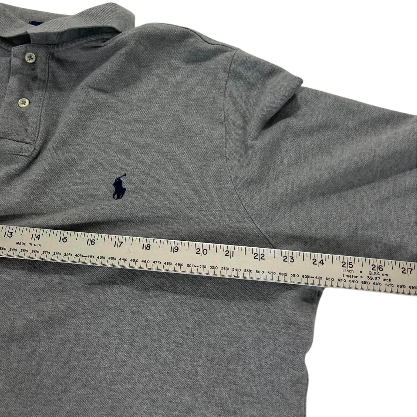 POLO RALPH LAUREN GRAY POLO LONG SLEEVE (XL)