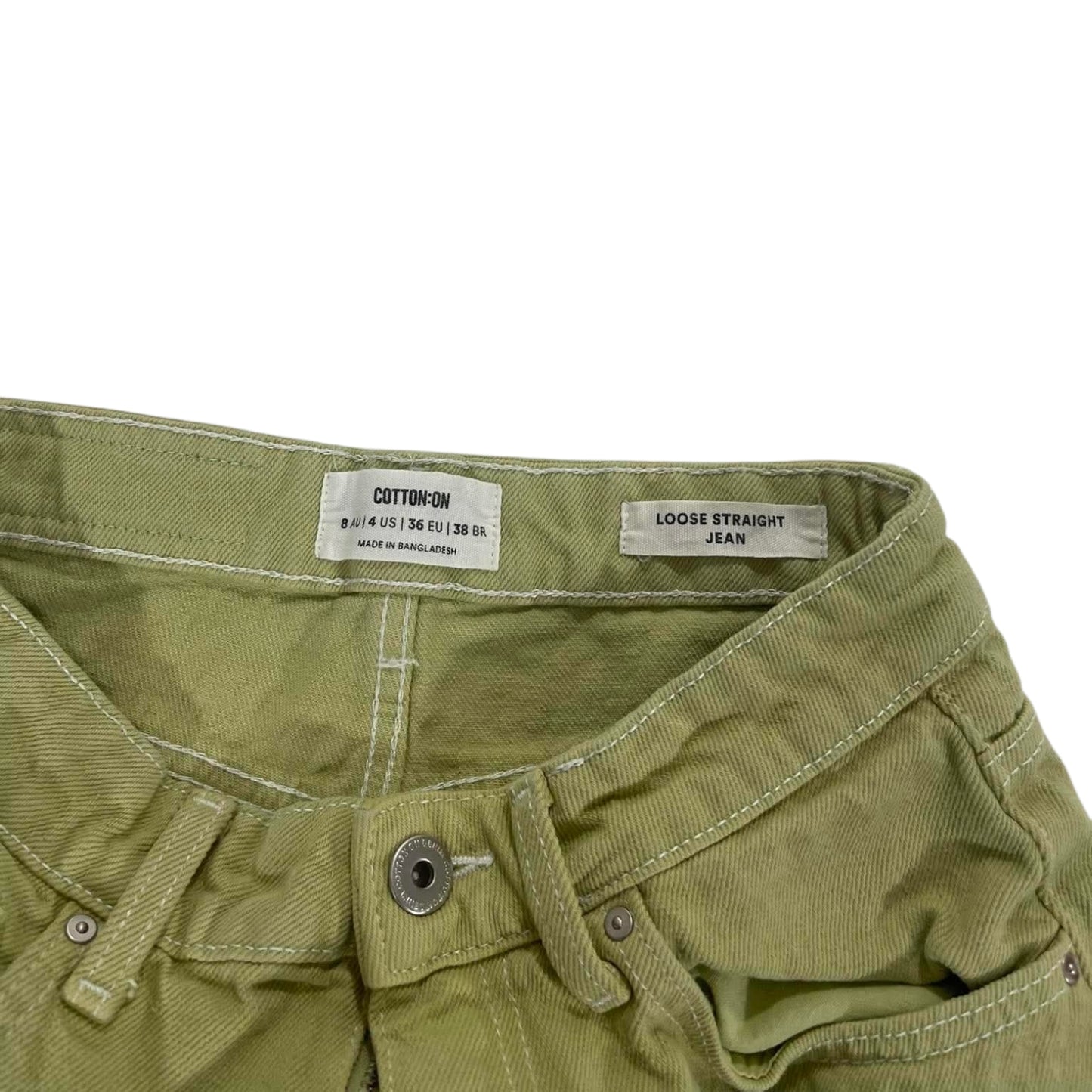 LIME WOMENS COTTON ON GREEN WIDE LEG JEANS (26)