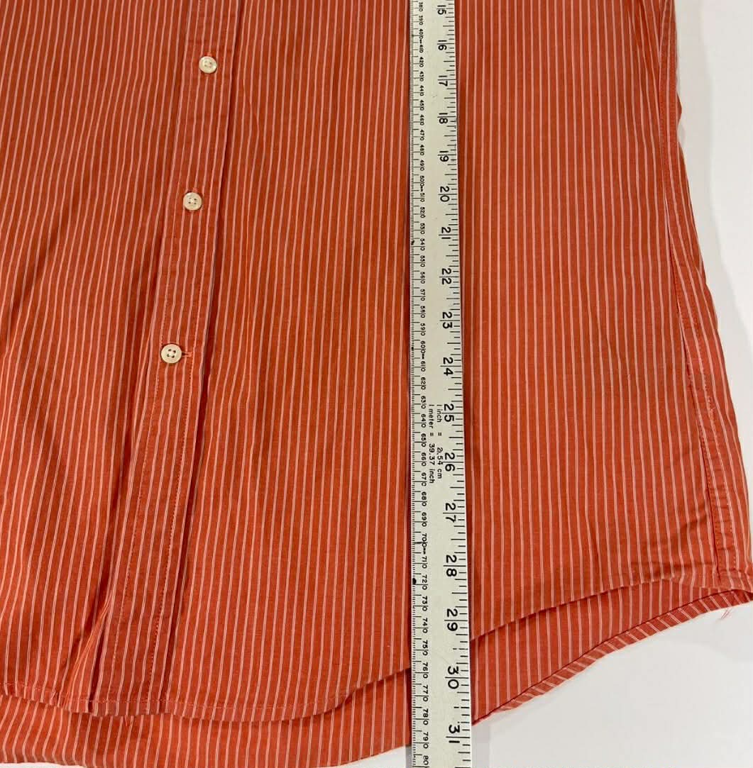 VINTAGE TOMMY HILFIGER ORANGE STRIPED BUTTON UP SHIRT (L-XL)