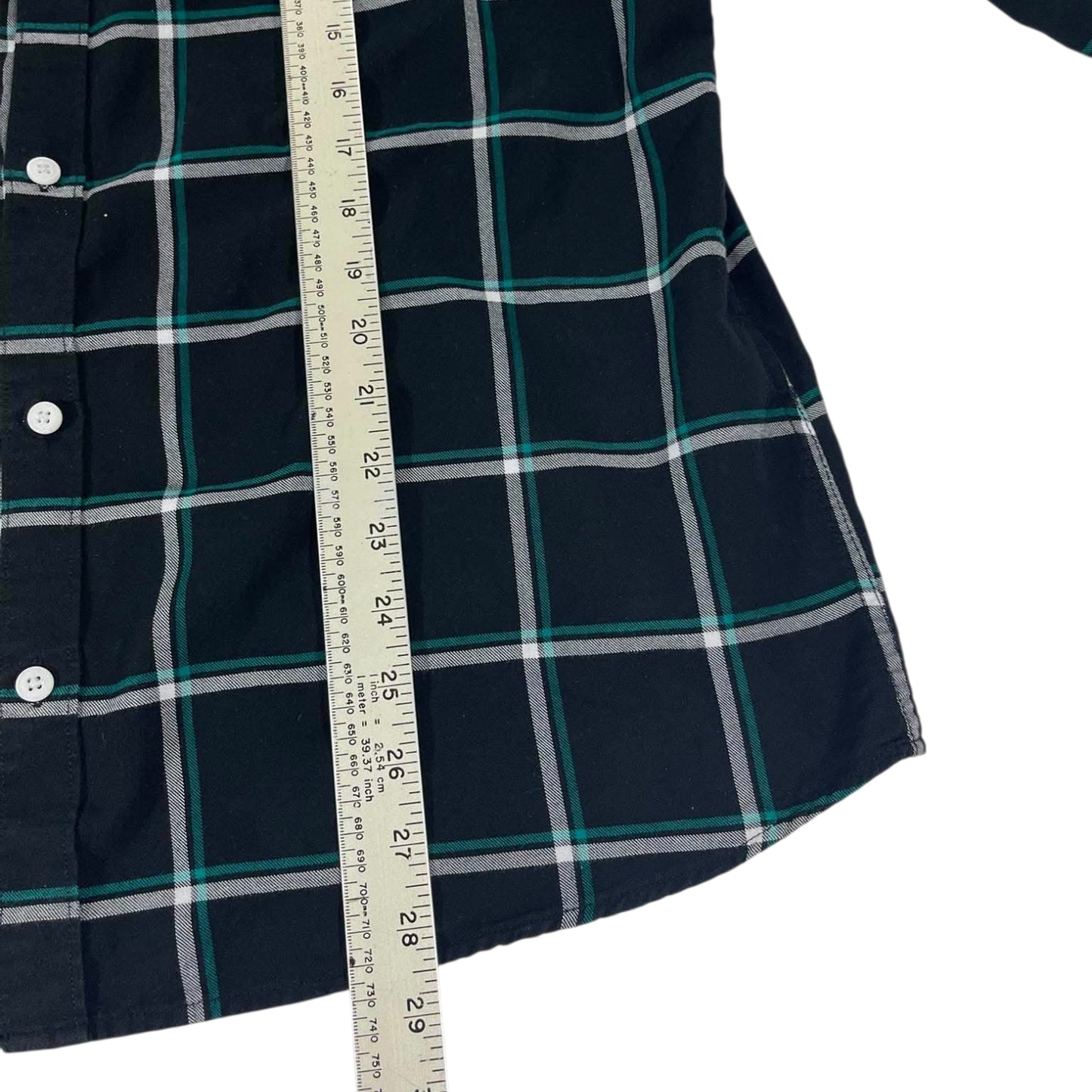 YD BLACK & GREEN PLAID BUTTON UP SHIRT (L)