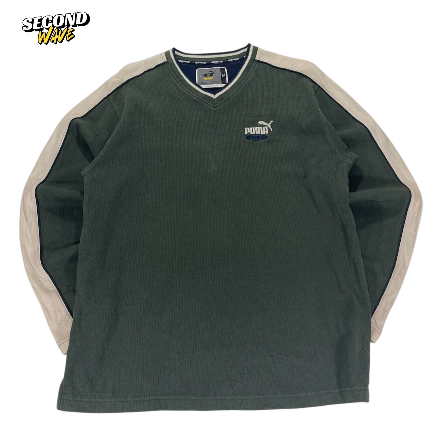 VINTAGE PUMA GREEN LONG SLEEVE SHIRT (M-L)