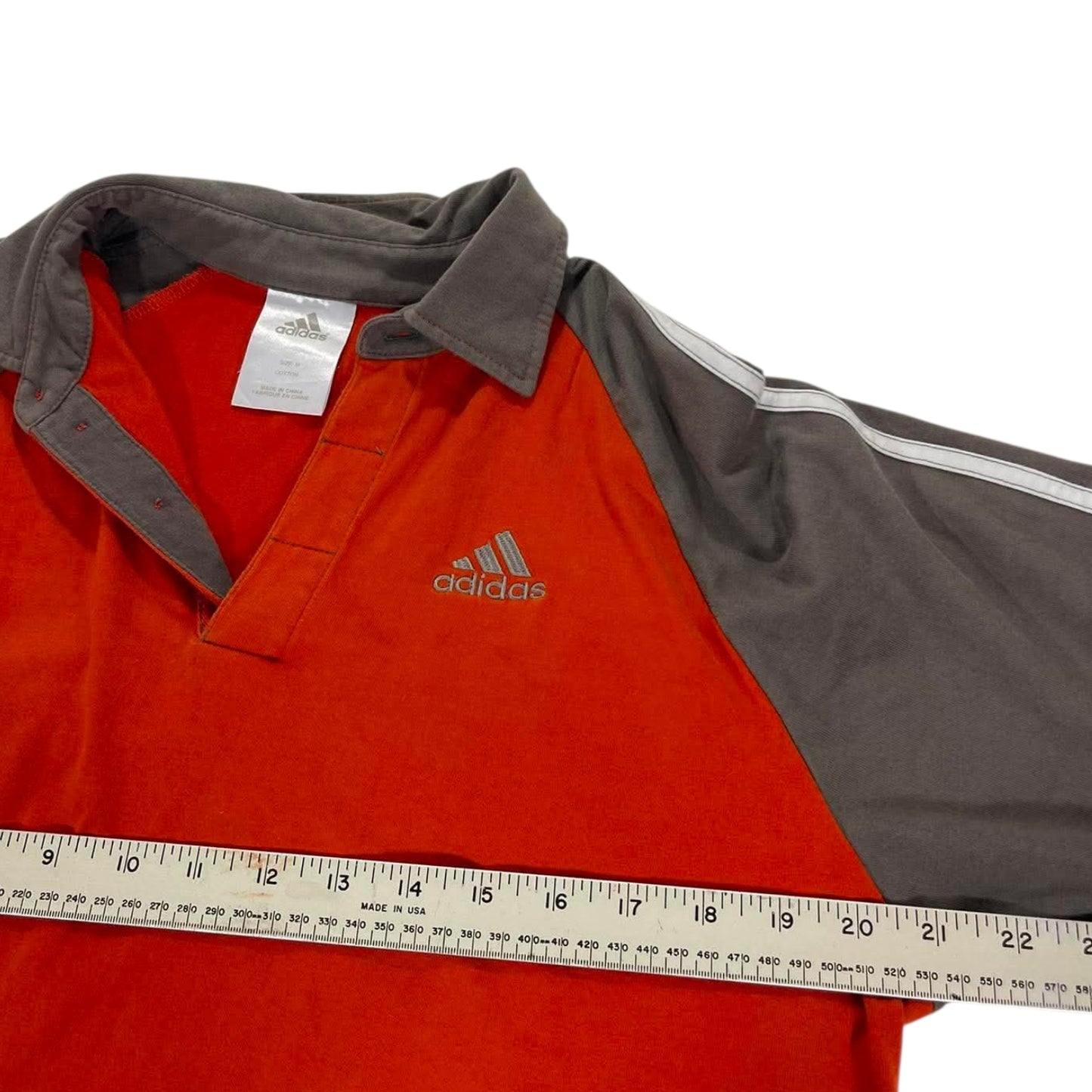 ADIDAS ORANGE LONG SLEEVE POLO SHIRT (M)