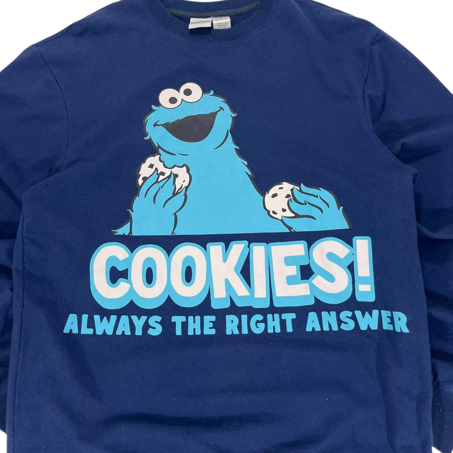 SESAME STREET COOKIE MONSTER BLUE CREWNECK SWEATSHIRT (M)