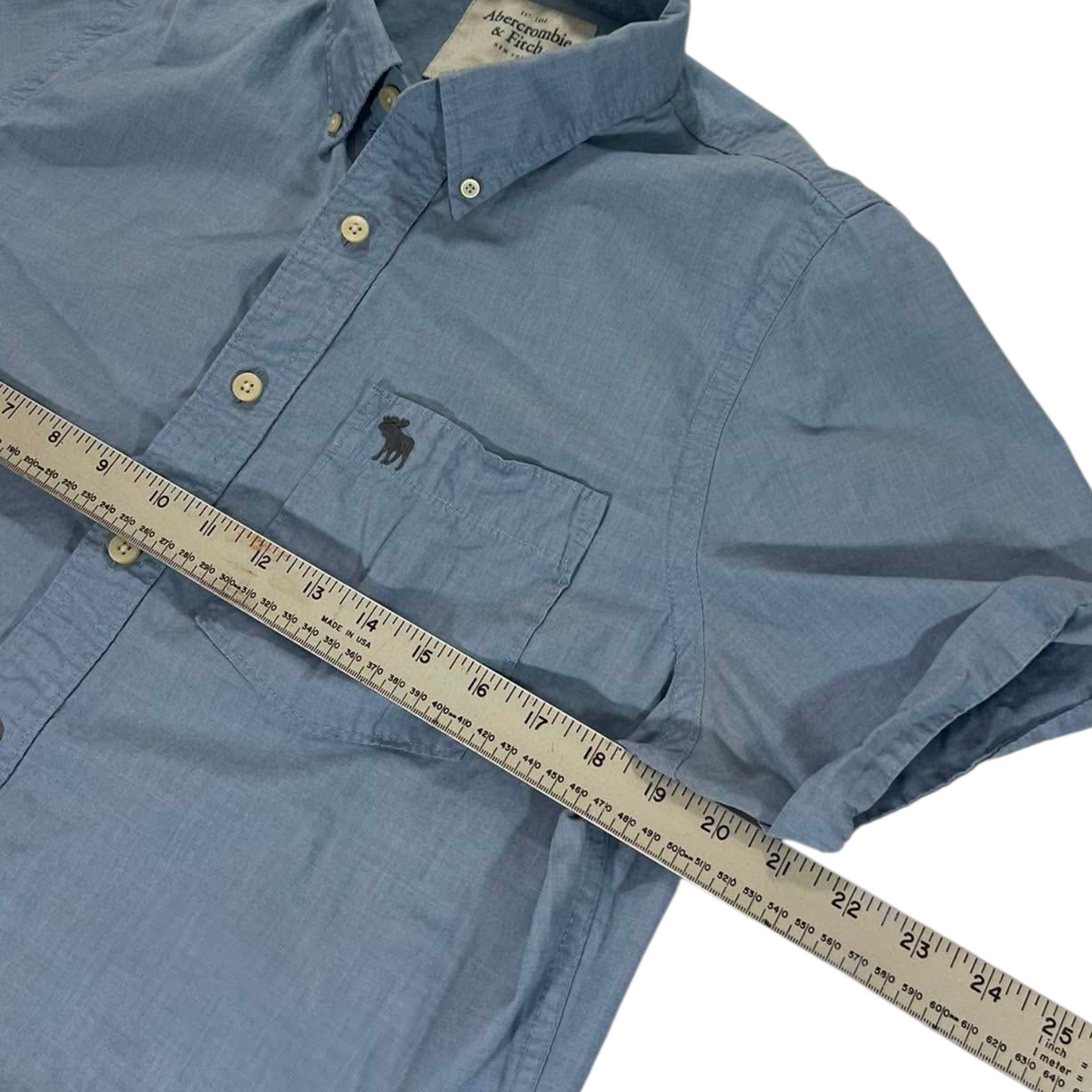 ABERCROMBIE & FITCH BLUE BUTTON-UP (BEST FIT S - MEDIUM)