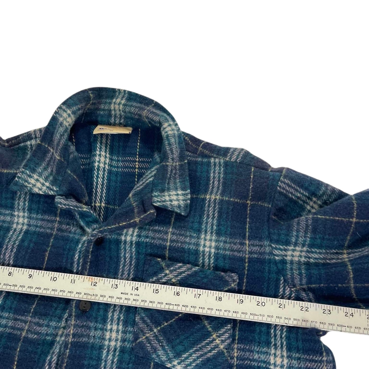 90S BLUE PLAID FLANNEL SHIRT (XL)