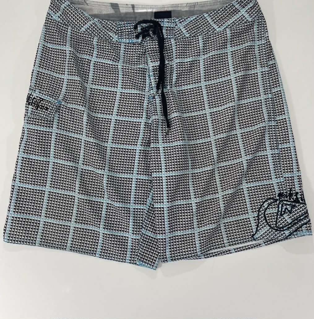 Y2K QUIKSILVER BLUE & BLACK BOARD SHORTS (34)