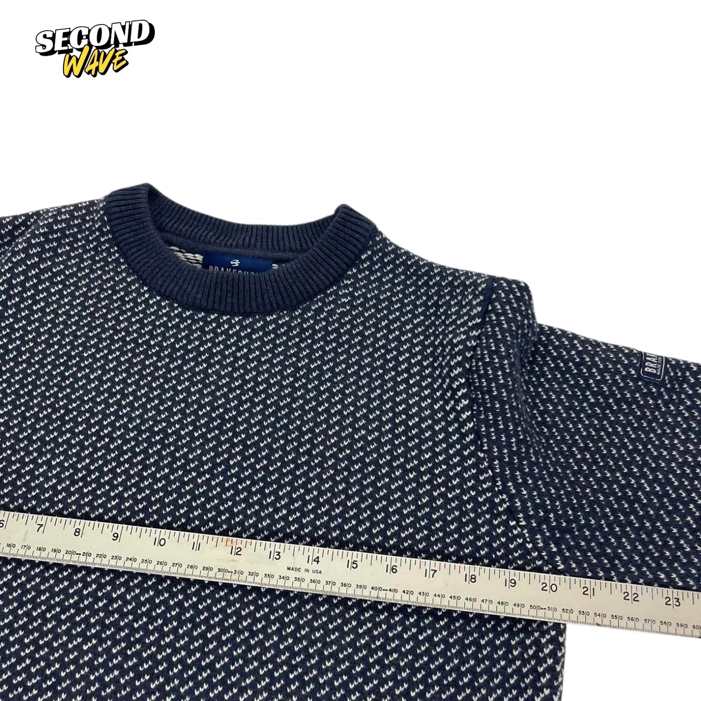 VINTAGE BRAKEBURN NAVY BLUE KNITTED JUMPER (L)