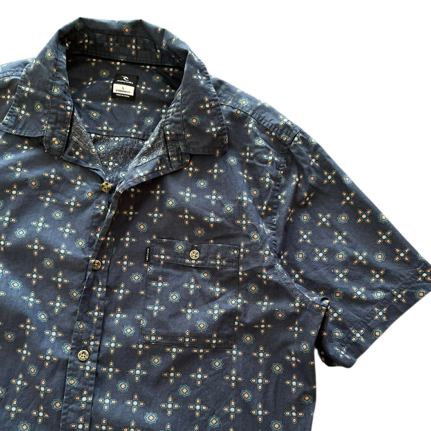 VINTAGE RIP CURL BLUE BUTTON UP SHIRT (M)