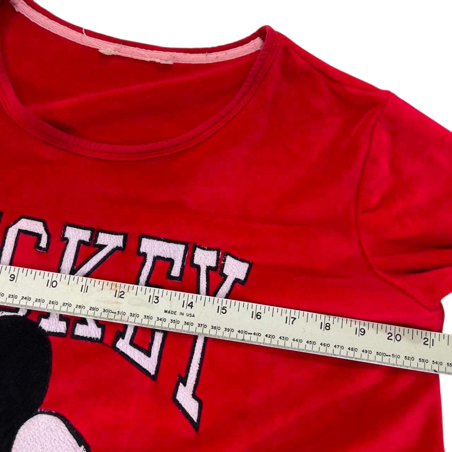 VINTAGE RED MICKEY MOUSE SWEATSHIRT FLEECE WITH EMBROIDERED (M)