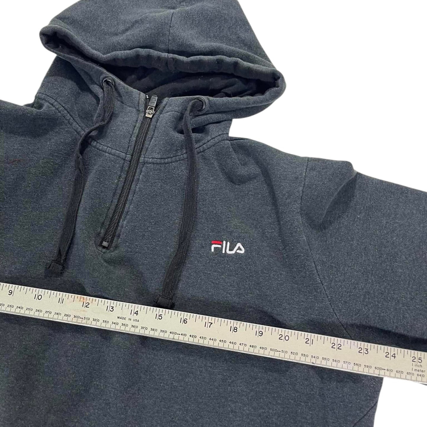 VINTAGE FILA QUARTER ZIP HOODIE (L)