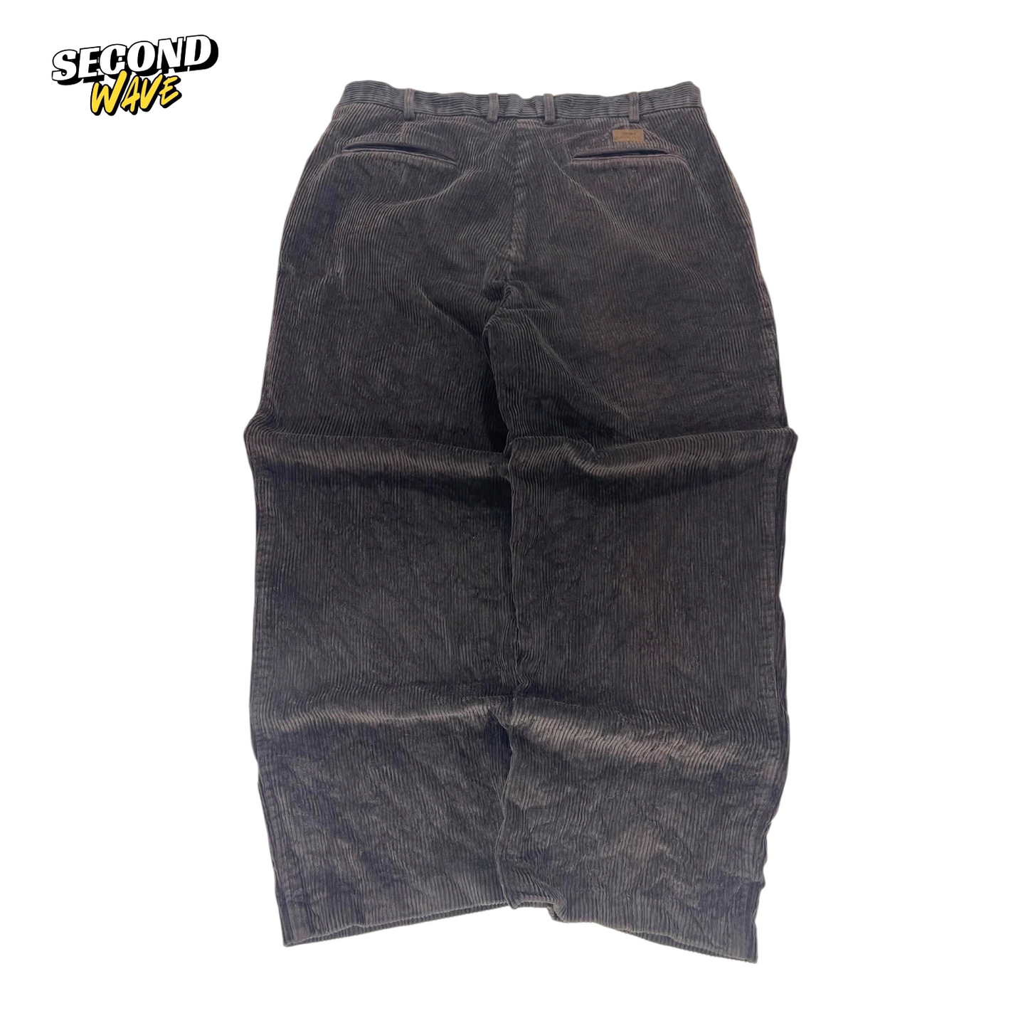 VINTAGE SAVANNE BROWN CORDUROY TROUSERS WITH A RELAXED FIT (34)
