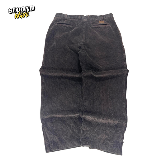 VINTAGE SAVANNE BROWN CORDUROY TROUSERS WITH A RELAXED FIT (34)