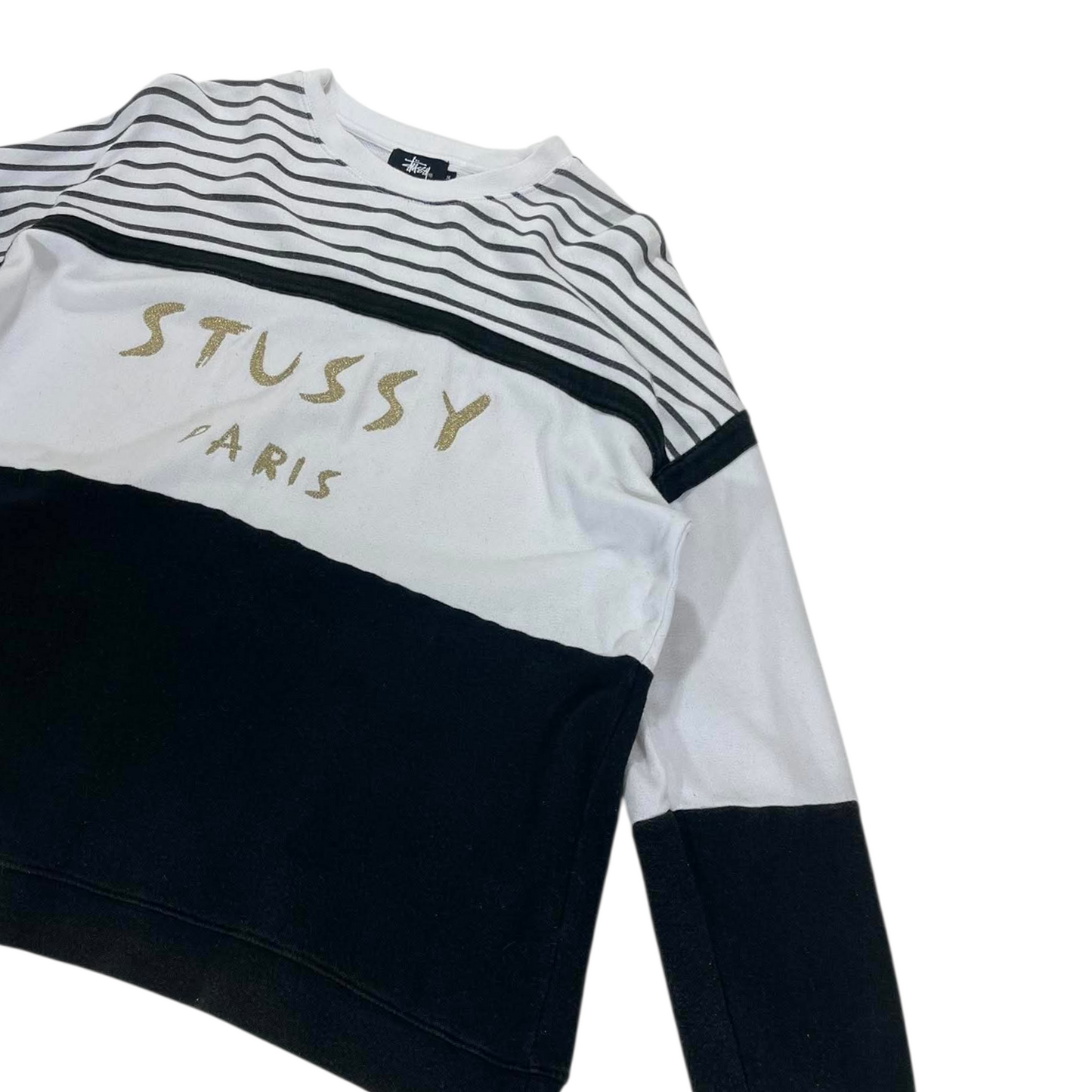 STUSSY PARIS WHITE AND BLACK STRIPED SWEATSHIRT (14)