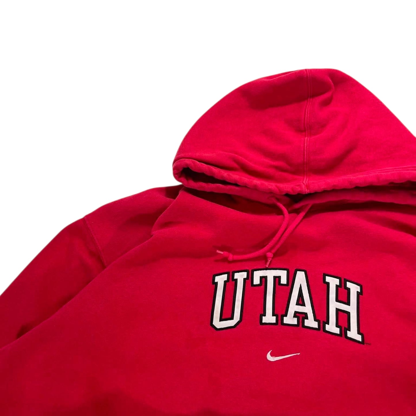 VINTAGE EMBROIDERED NIKE RED UNIVERSITY OF UTAH HOODIE (XL)