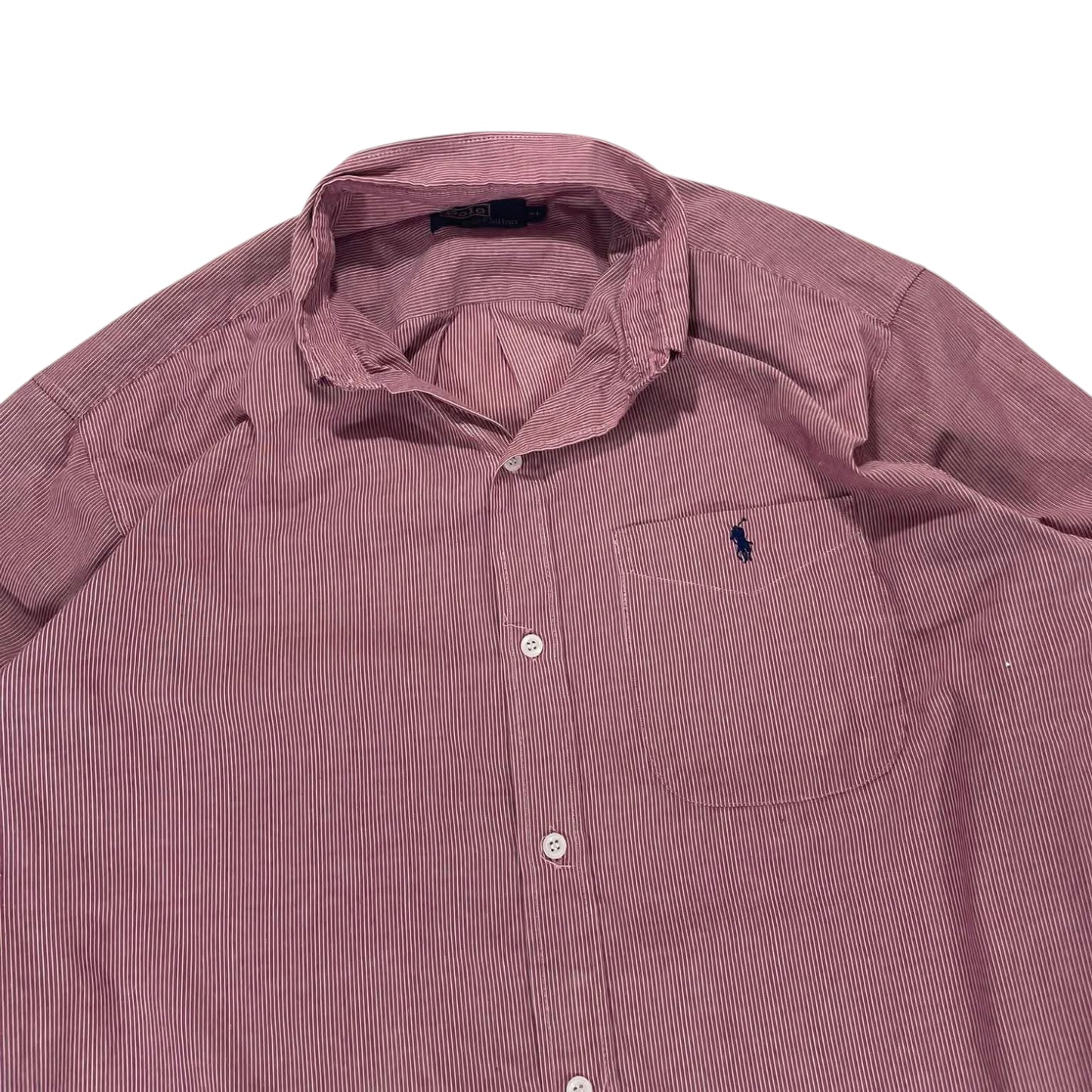 VINTAGE RALPH LAUREN RED STRIPED BUTTON UP (XL)
