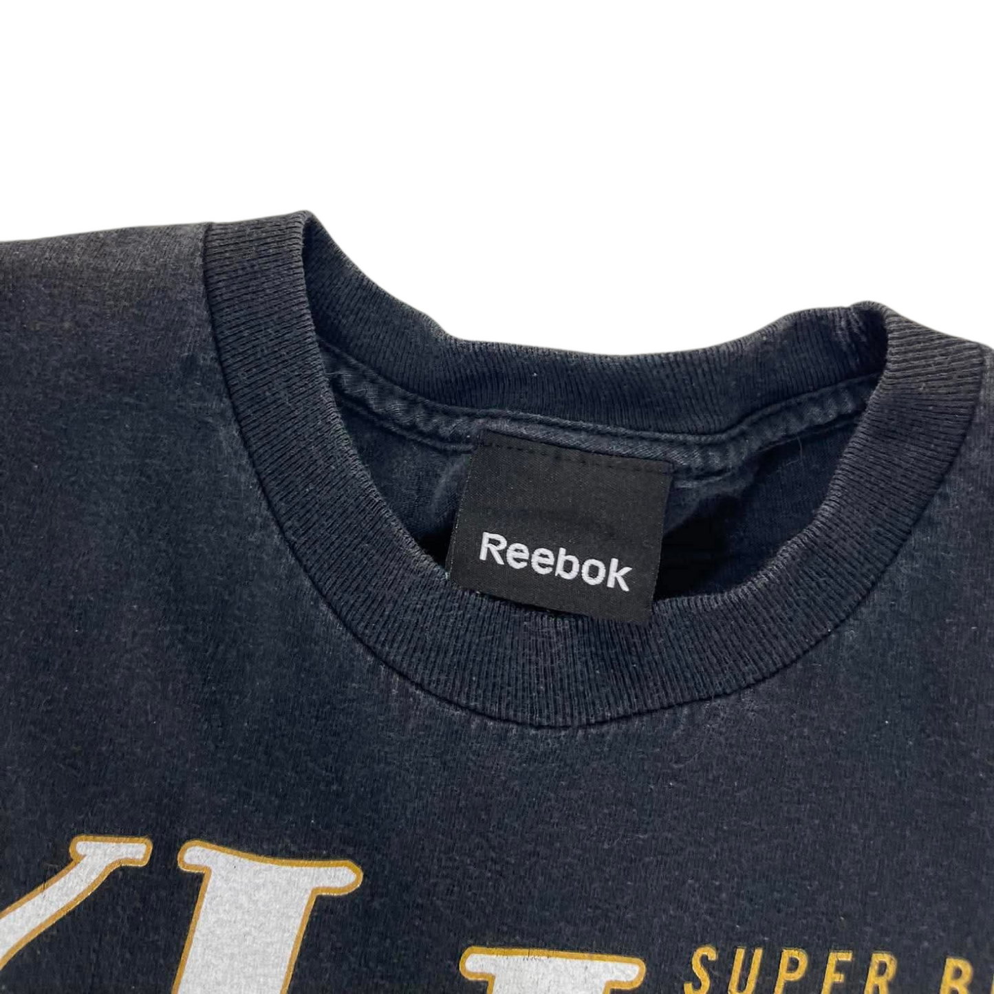 VINTAGE REEBOK DREW BREES SUPER BOWL XLIV MVP BLACK TEE ( S-M)