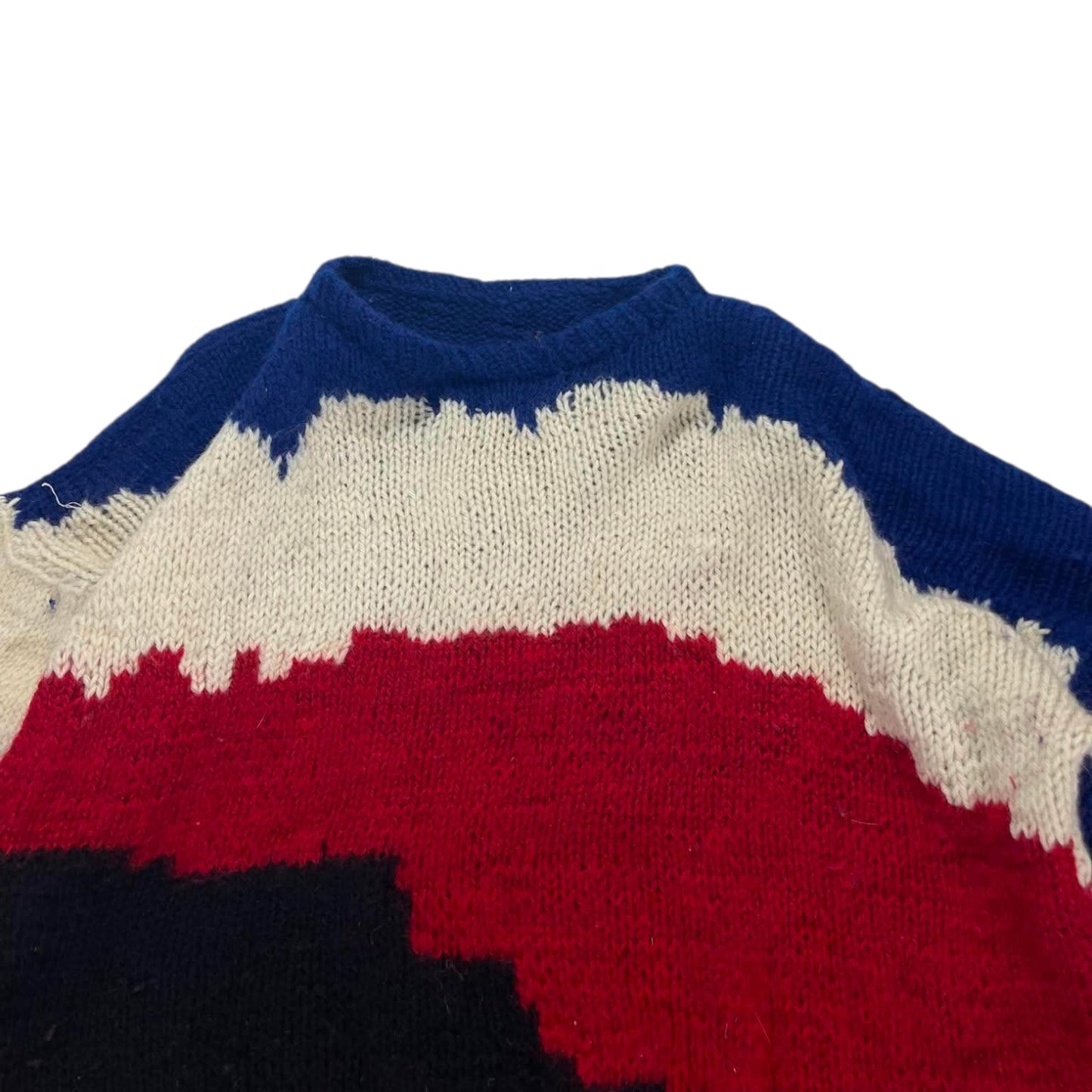 90S RED AND BLUE STRIPED SWEATER (M)