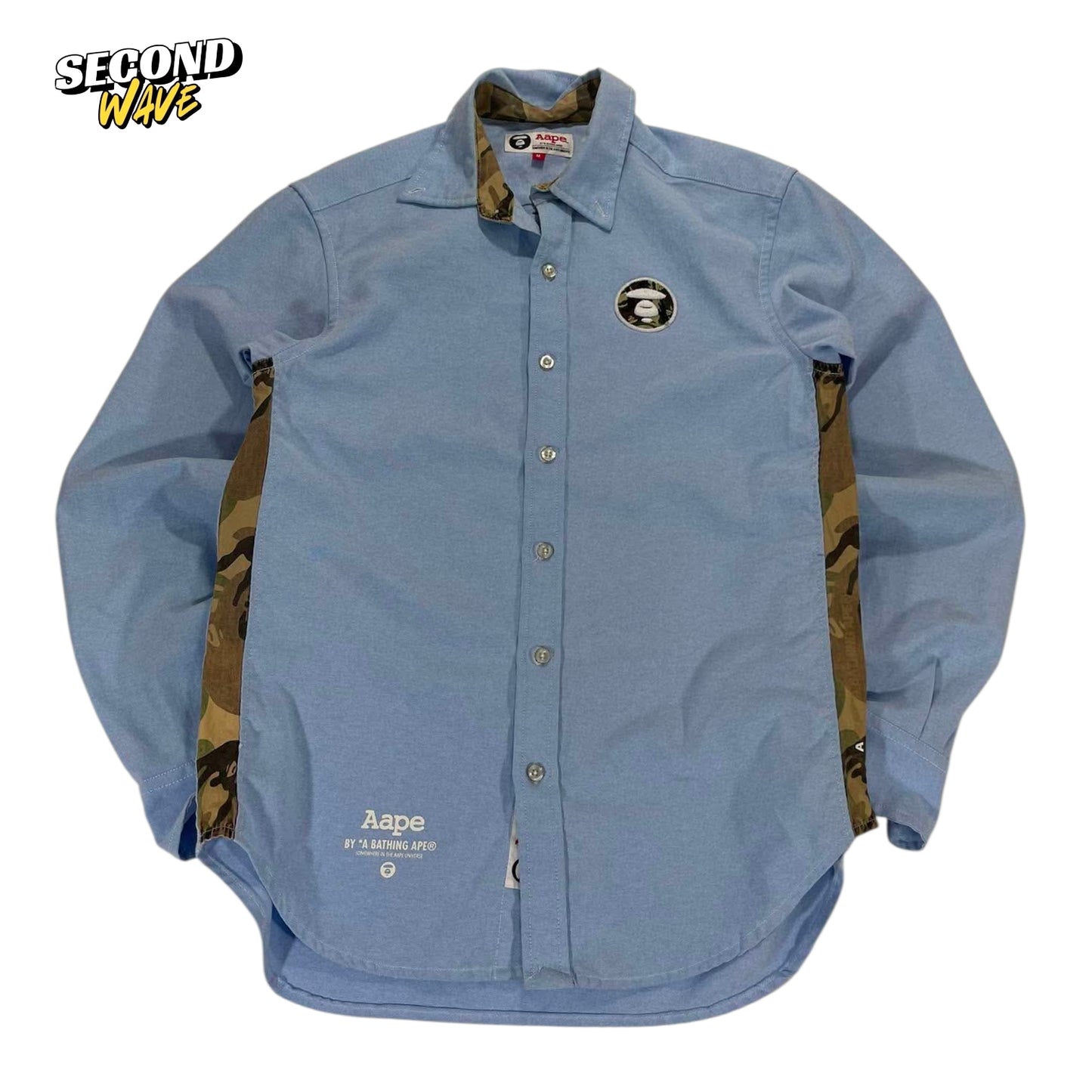 AAPE BLUE BUTTON UP SHIRT (M)