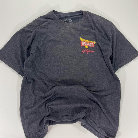 Y2K IN-N-OUT BURGER GREY COTTONT-SHIRT WITH PALM TREE DESIGN (L-XL)