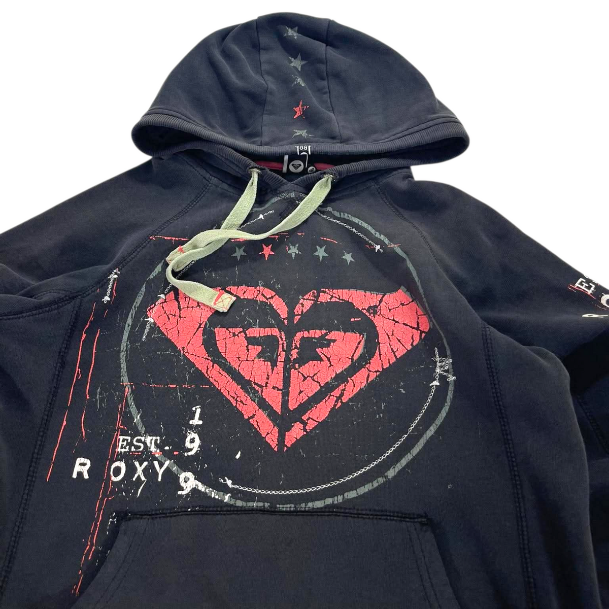 Y2K TRASHED VIBES ROXY BLACK HOODIE (XS - SMALL)