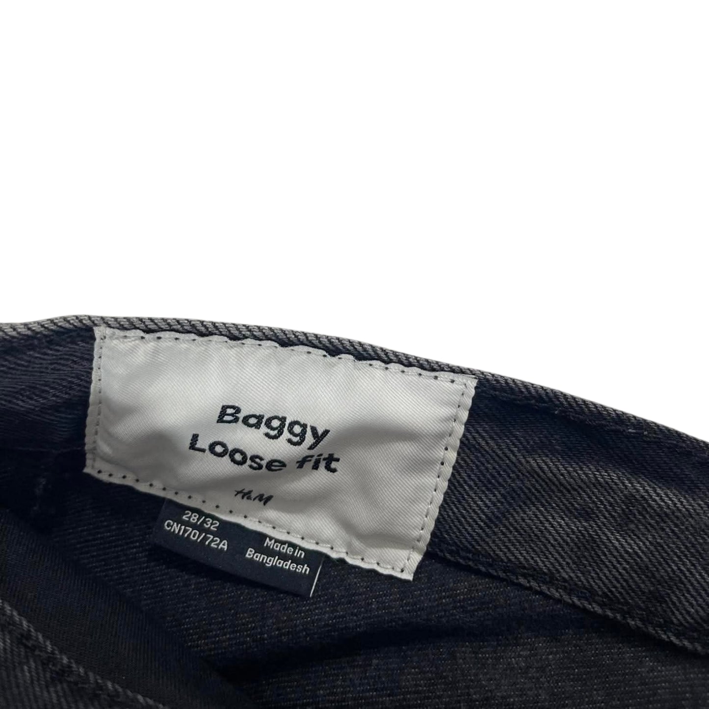 BLACK WIDE LEG BAGGY JEANS (30)