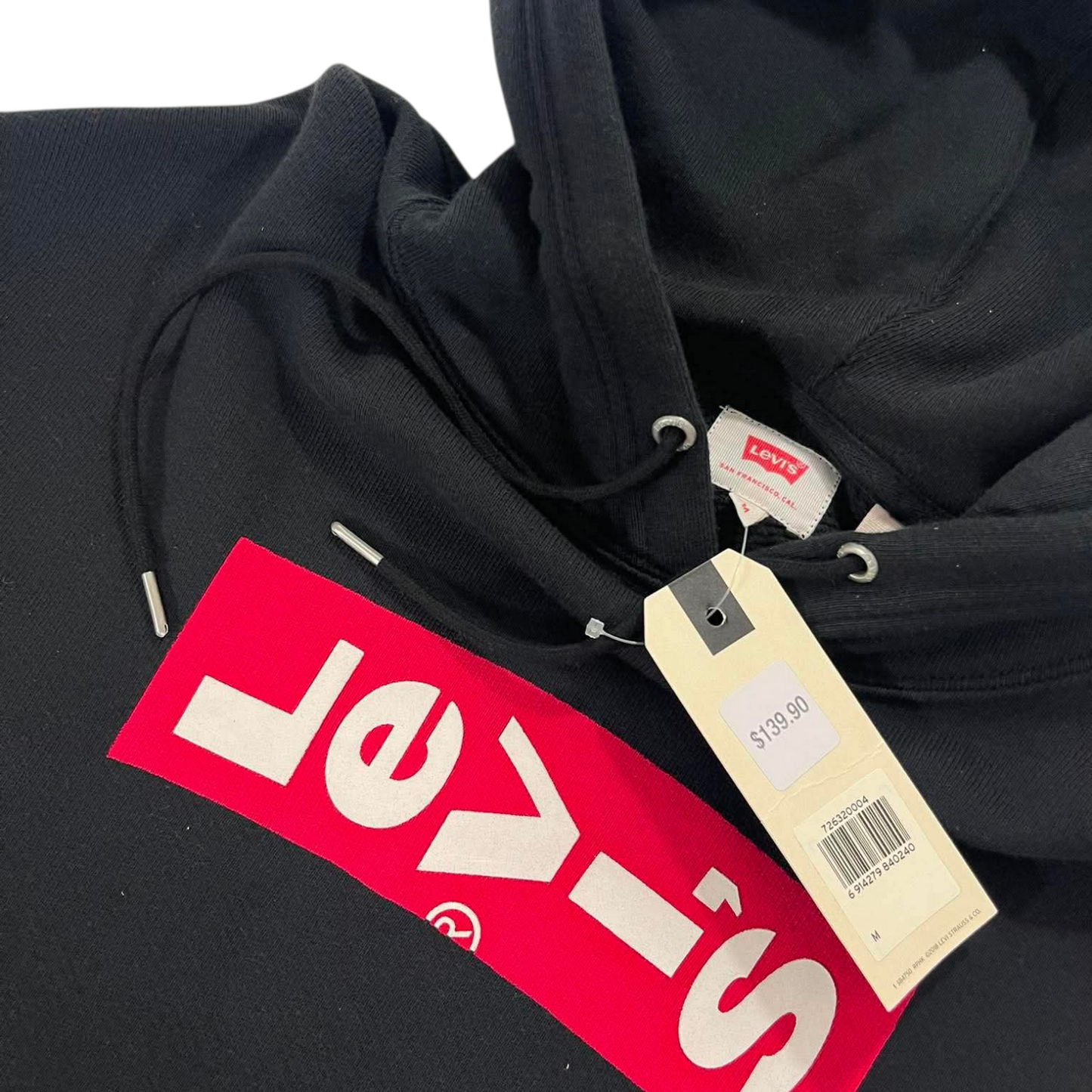 BRAND NEW LEVI'S BLACK BOX LOGO HOODIE (L)