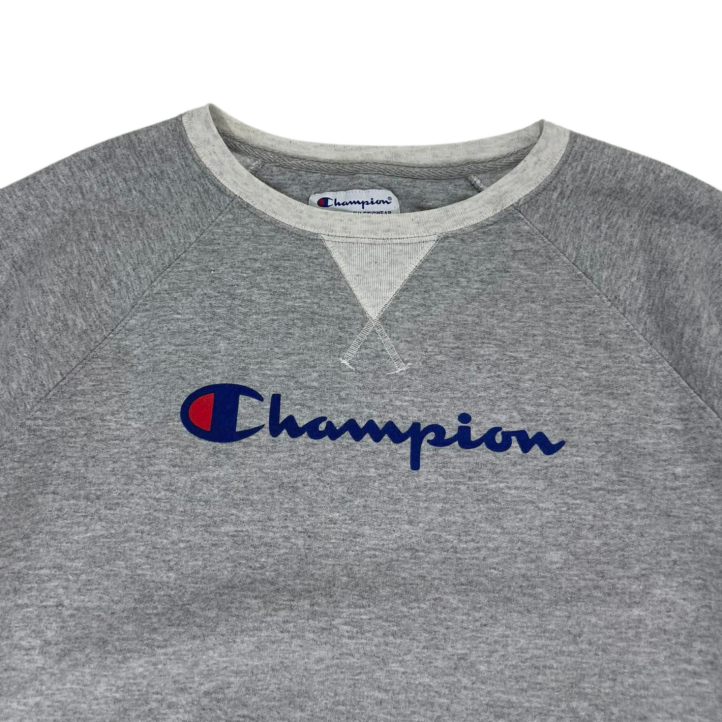 CHAMPION GREY SWEATSHIRT EMBROIDERED LOGO (M)